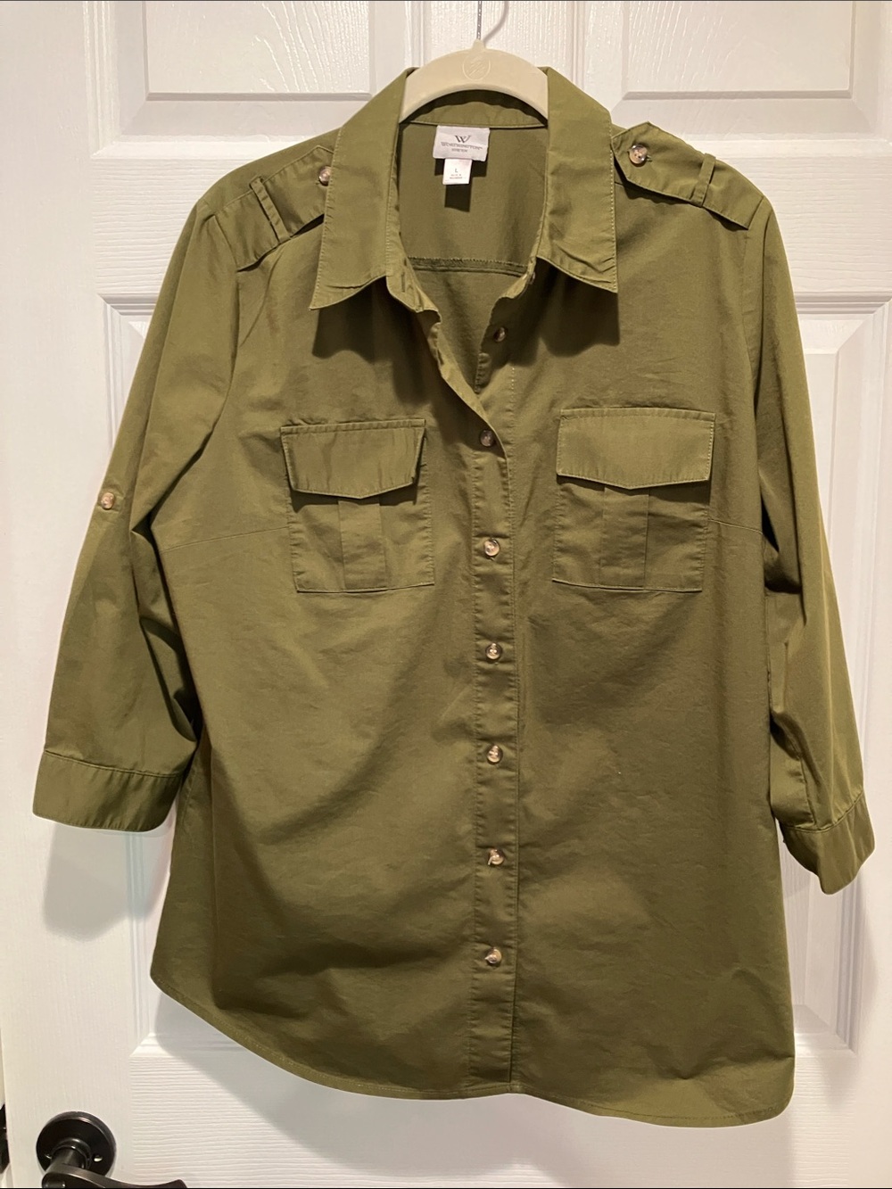 Worthington Olive Utility Button-Down Shirt
